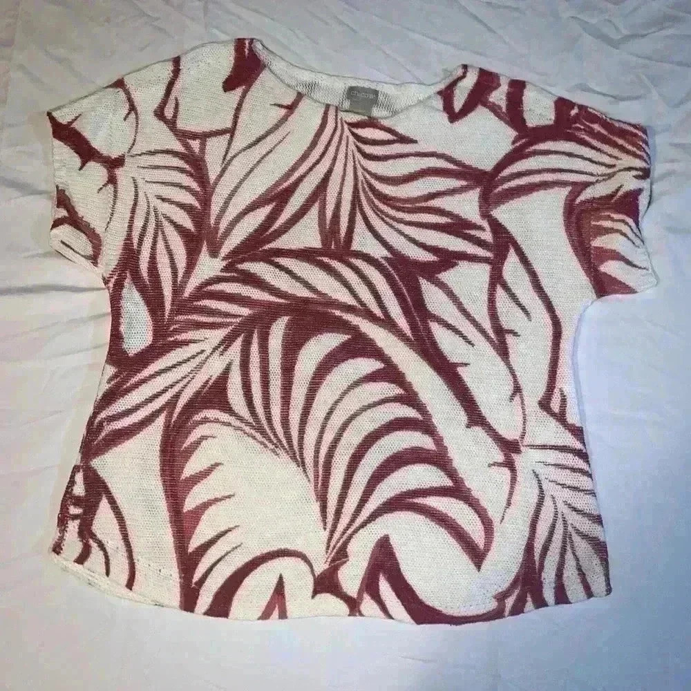 Chico's Women's Pullover Sweater Short Sleeves Size 1(medium)